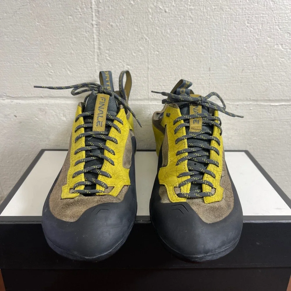 La Sportiva Finale Yellow Brown Black Rock Climbing Shoes‎ Lace up Men's 12.5 US